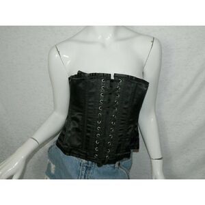 VINTAGE GOTH Corset Bustier‎ Black Size 30 Steampunk Y2K Rocker Lace Up